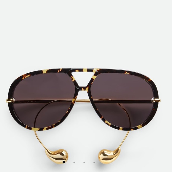 Bottega Veneta Accessories - Bottega Veneta Tortoiseshell and Gold Oversized Aviator Sunglasses
